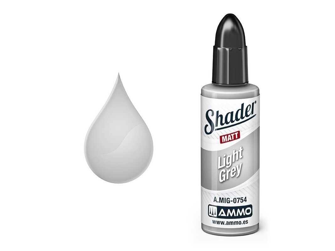 AMMO MIG - MATT SHADER krāsas Light Grey, 10 ml, 0754 1 AMMO MIG - MATT SHADER krāsas Light Grey, 10 ml, 0754 1