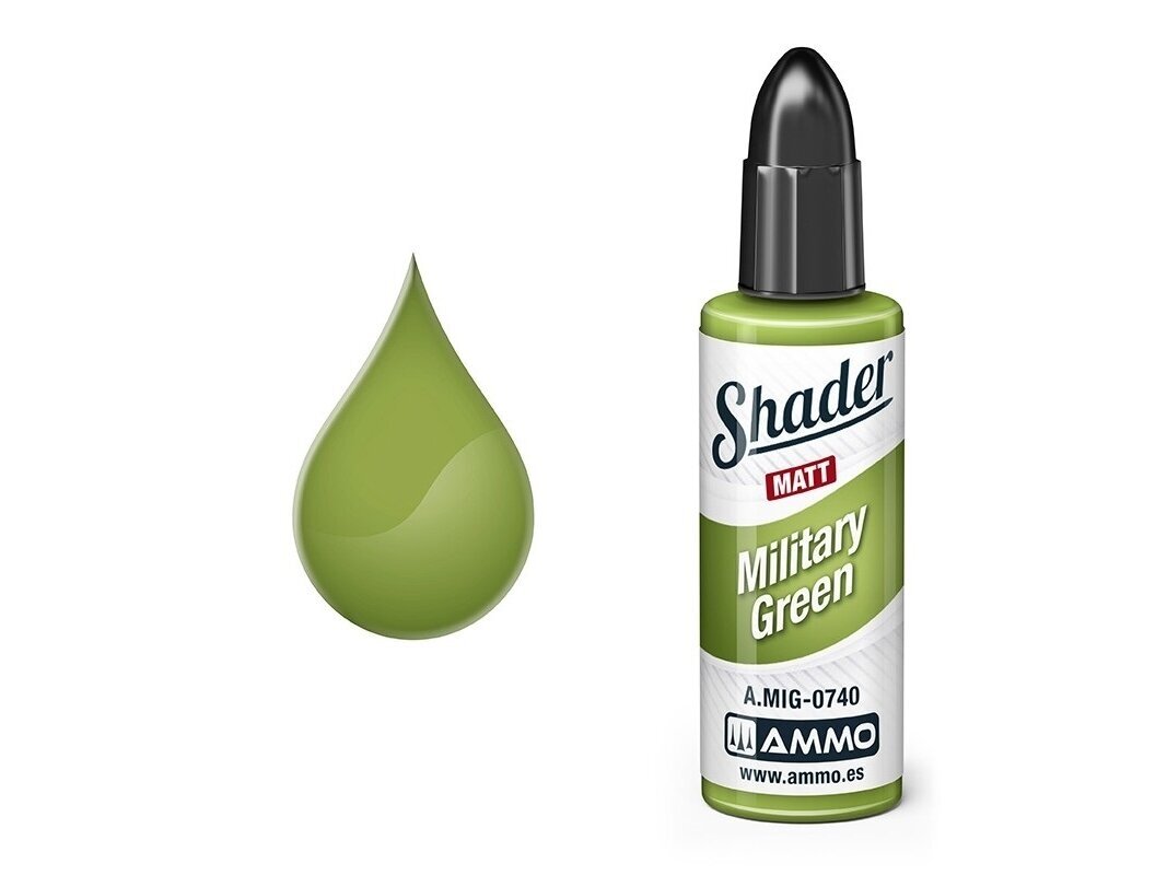 AMMO MIG - MATT SHADER krāsas Military Green, 10 ml, 0740 1 AMMO MIG - MATT SHADER krāsas Military Green, 10 ml, 0740 1
