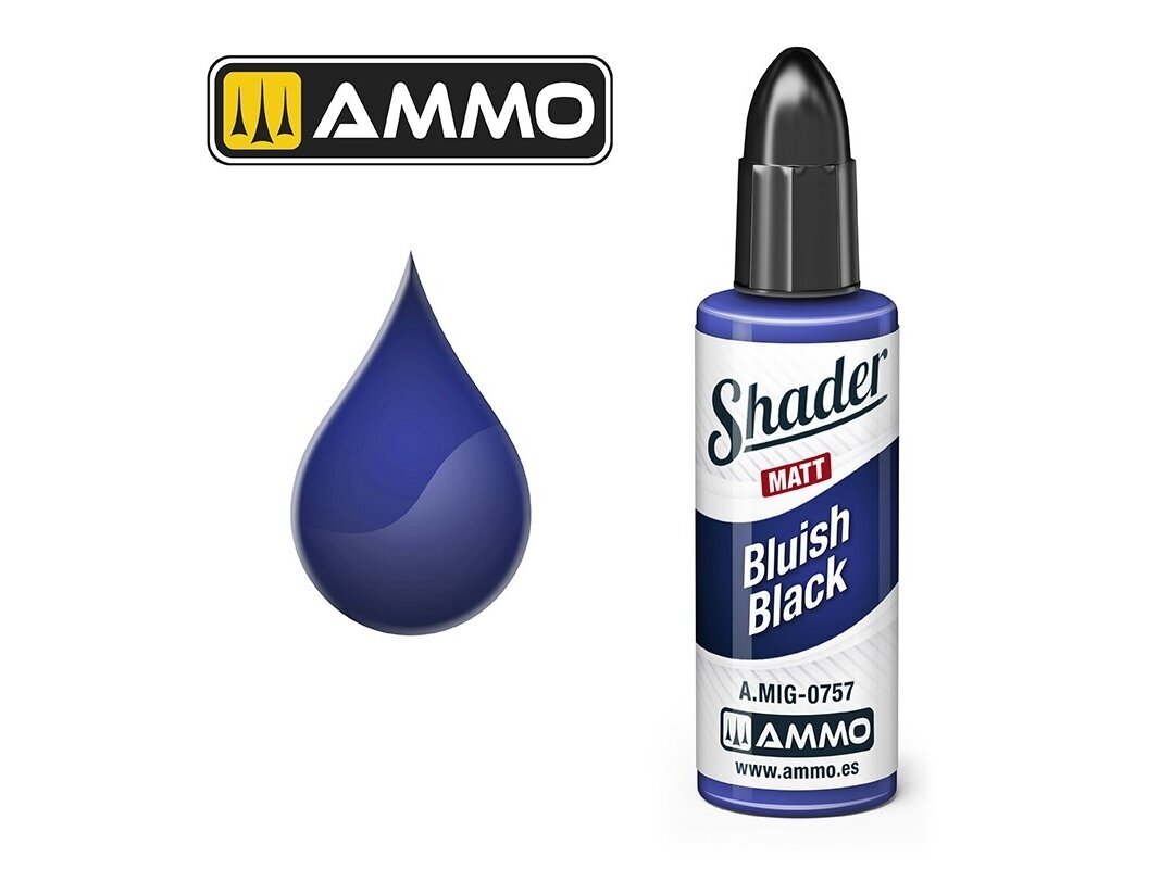 AMMO MIG - MATT SHADER krāsas Bluish Black, 10 ml, 0757 AMMO MIG - MATT SHADER krāsas Bluish Black, 10 ml, 0757