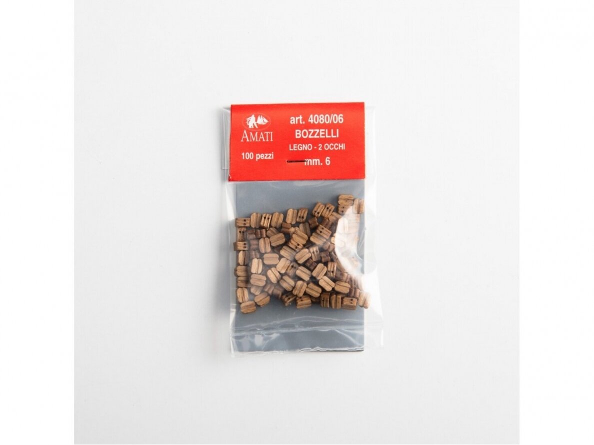 Amati - Walnut double blocks, 6mm, (100 pcs.), 4080,06 Amati - Walnut double blocks, 6mm, (100 pcs.), 4080,06
