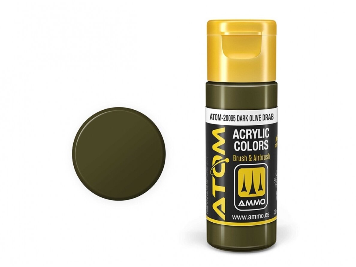 AMMO MIG - ATOM Akriliniai dažai Dark Olive Drab, 20ml, 20065 1 AMMO MIG - ATOM Akriliniai dažai Dark Olive Drab, 20ml, 20065 1