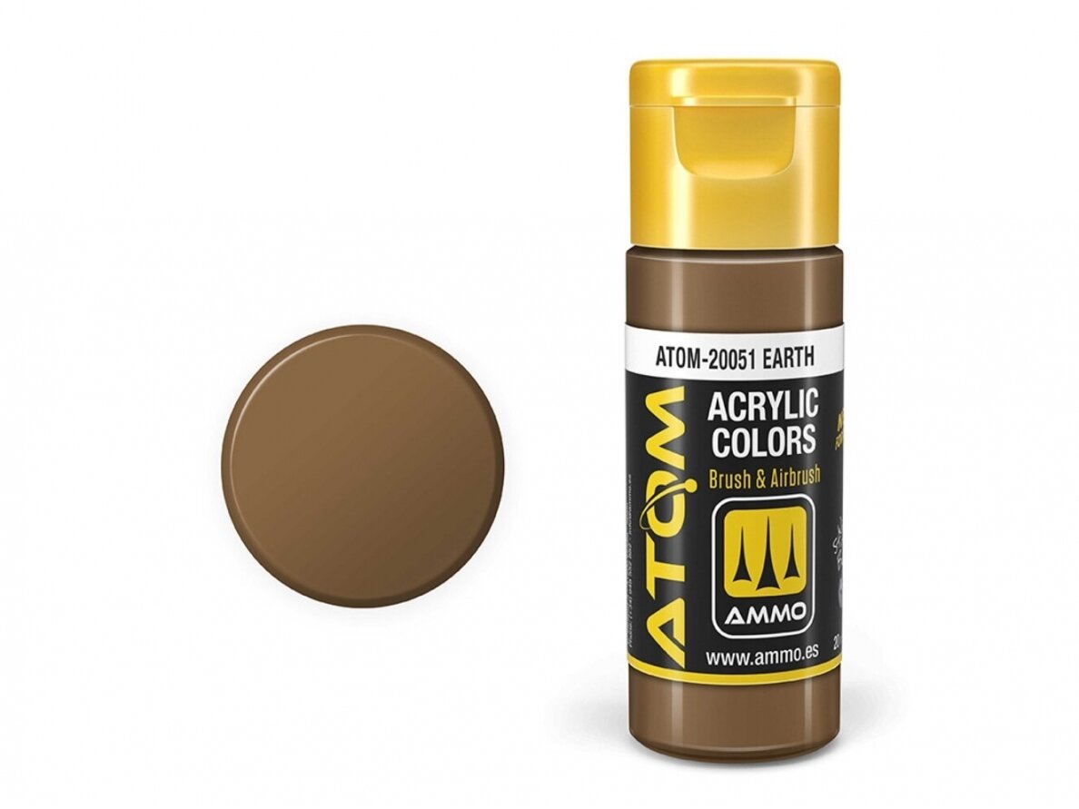 AMMO MIG - ATOM Akriliniai dažai Earth, 20ml, 20051 1 AMMO MIG - ATOM Akriliniai dažai Earth, 20ml, 20051 1