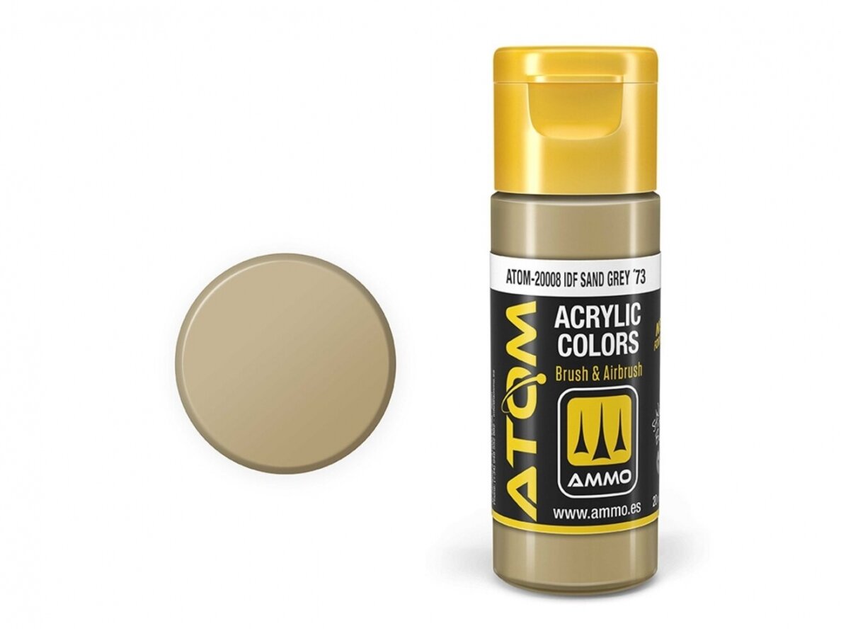 AMMO MIG - ATOM Akriliniai dažai IDF Sand Grey ´73, 20ml, 20008 1 AMMO MIG - ATOM Akriliniai dažai IDF Sand Grey ´73, 20ml, 20008 1