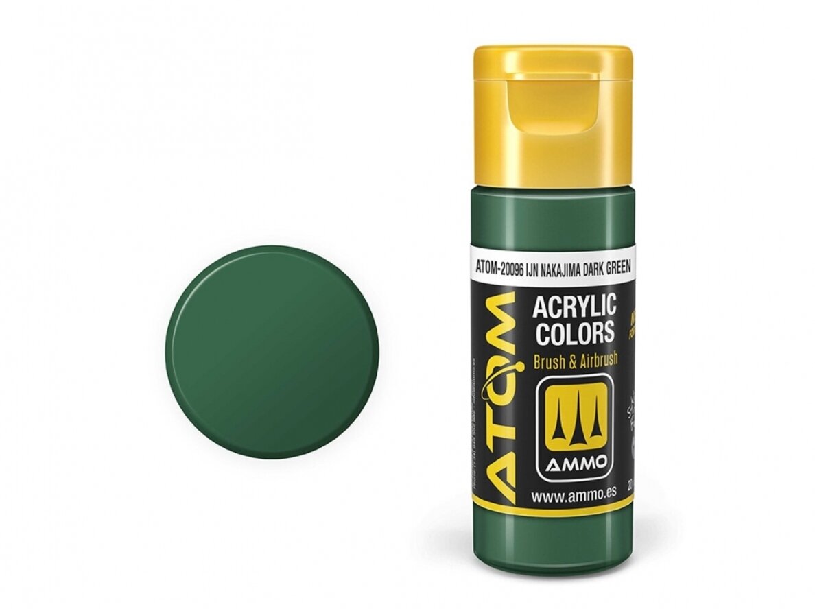 AMMO MIG - ATOM Akriliniai dažai IJN Nakajima Dark Green, 20ml, 20096 1 AMMO MIG - ATOM Akriliniai dažai IJN Nakajima Dark Green, 20ml, 20096 1