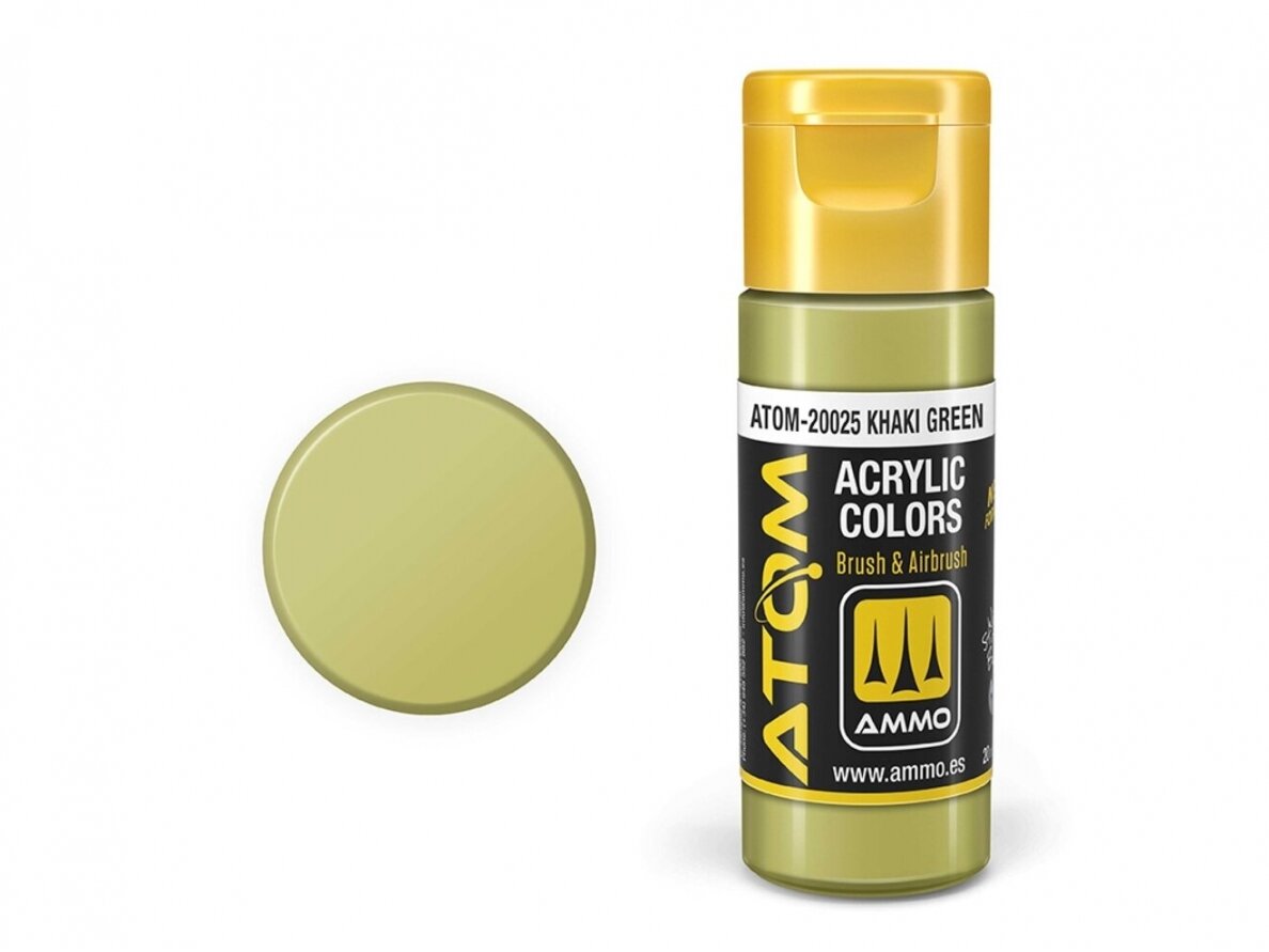 AMMO MIG - ATOM Acrylic paint Khaki Green, 20ml, 20025 1 AMMO MIG - ATOM Acrylic paint Khaki Green, 20ml, 20025 1