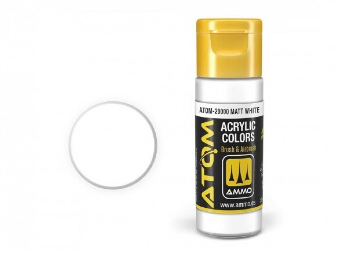 AMMO MIG - ATOM Akrüülvärv Matt White, 20ml, 20000 1 AMMO MIG - ATOM Akrüülvärv Matt White, 20ml, 20000 1