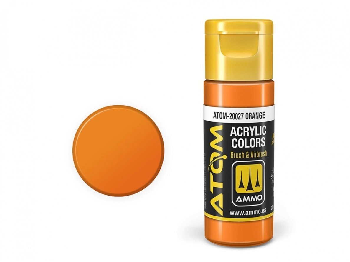 AMMO MIG - ATOM Akriliniai dažai Orange, 20ml, 20027 1 AMMO MIG - ATOM Akriliniai dažai Orange, 20ml, 20027 1