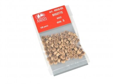 Amati - Walnut deadeyes, 5mm, (100 tk.), 4050,05