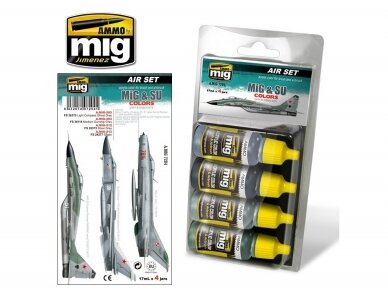 AMMO MIG - Acrylic paint set MiG & SU COLORS Grey & Green Fighters, 7204