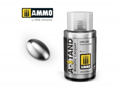 AMMO MIG - A-Stand krāsas Chrome For Plastic (metālisks), 30 ml, 2306