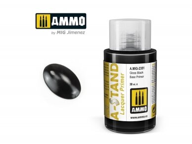 AMMO MIG - A-Stand gruntas Gloss Black Base Primer, 30 ml, 2351