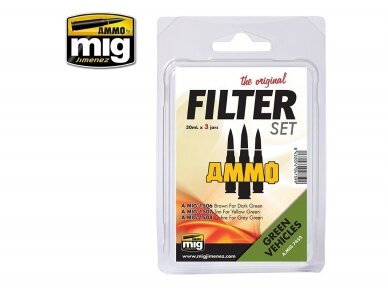 AMMO MIG - Sendinimo rinkinys FILTER SET FOR GREEN VEHICLES, 7452