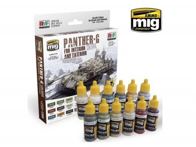 AMMO MIG - Akrilinių dažų rinkinys PANTHER-G Colors for Interior and Exterior, 7174