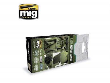 AMMO MIG - Acrylic paint set GREEN MECHAS COLORS, 7149 1