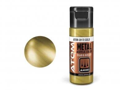 AMMO MIG - ATOM Akriliniai dažai METALLIC Gold, 20ml, 20172 1 AMMO MIG - ATOM Akriliniai dažai METALLIC Gold, 20ml, 20172 1