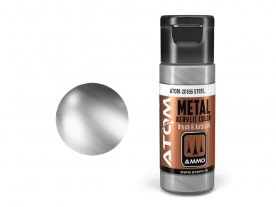 AMMO MIG - ATOM Akrila krāsas METALLIC Steel, 20ml, 20166 1