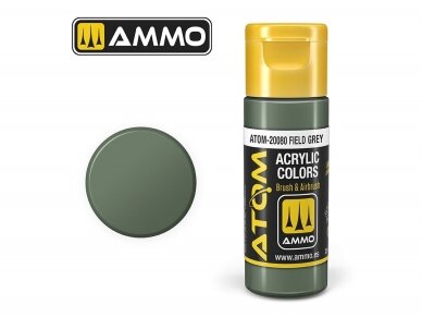 AMMO MIG - ATOM Akriliniai dažai Field Grey, 20ml, 20080 AMMO MIG - ATOM Akriliniai dažai Field Grey, 20ml, 20080