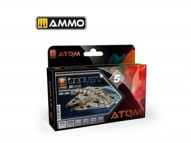 AMMO MIG - ATOM Akrilinių dažų rinkinys Gravity 5 - Grey, 20808 AMMO MIG - ATOM Akrilinių dažų rinkinys Gravity 5 - Grey, 20808