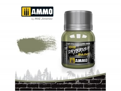 AMMO MIG - Sendinimo priemonė DRYBRUSH Light Olive Green, 40ml, 0608