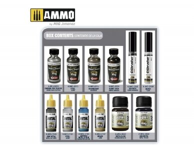 AMMO MIG - Acrylic paint set SUPER PACK METALLICS, 7809 1
