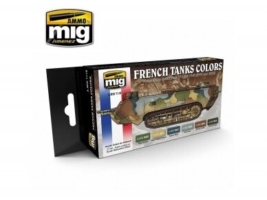 AMMO MIG - Akrilinių dažų rinkinys WW I & WW II FRENCH CAMOUFLAGE COLORS, 7110