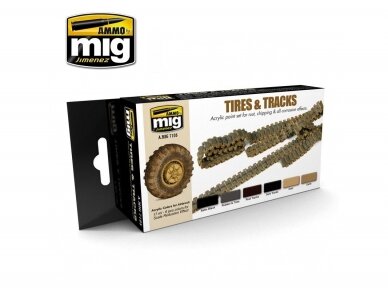 AMMO MIG - Akrilinių dažų rinkinys TIRES AND TRACKS, 7105
