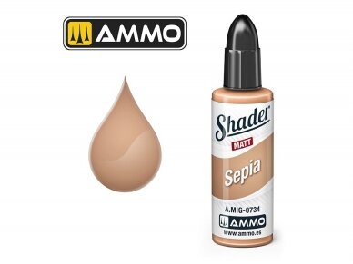 AMMO MIG - MATT SHADER krāsas Sepia, 10 ml, 0734 AMMO MIG - MATT SHADER krāsas Sepia, 10 ml, 0734