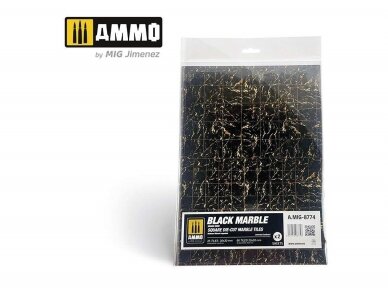 AMMO MIG - Black Marble. Square die-cut marble tiles 8774