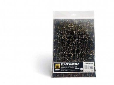AMMO MIG - medžiaga modeliavimui Black Marble. Square die-cut marble tiles 8774 1