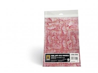 AMMO MIG - medžiaga modeliavimui Pink and Gold Marble. Square die-cut marble tiles 8786 1