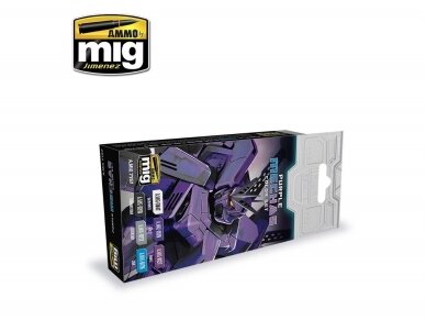 AMMO MIG - Acrylic paint set PURPLE MECHAS COLOR SET, 7157 1