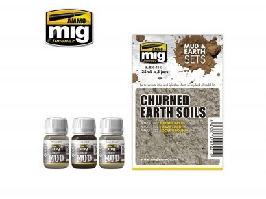 AMMO MIG - Sendinimo rinkinys CHURNED EARTH SOILS, 7441