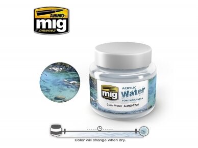 AMMO MIG - Akrilinis vanduo CLEAR WATER, 250ml, 2205
