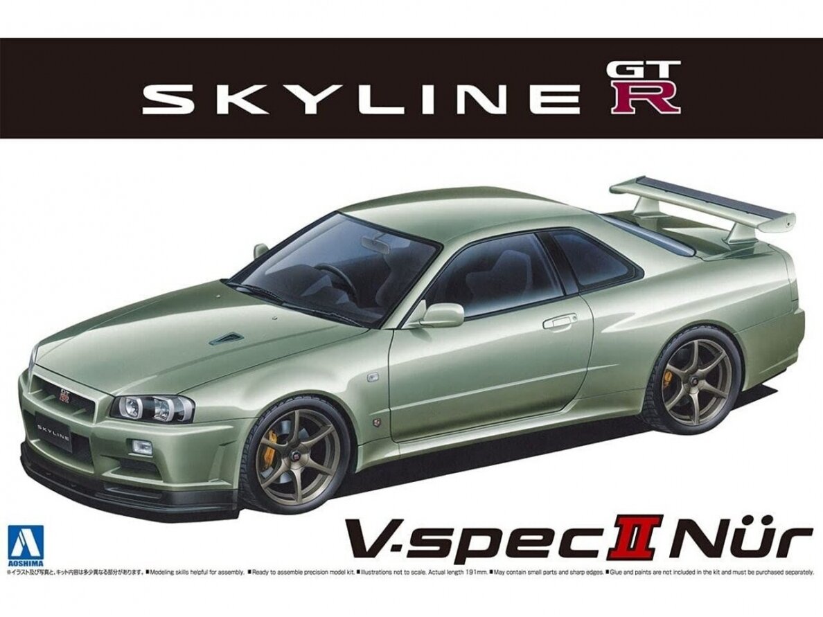 Aoshima - Nissan BNR34 Skyline GT-R V-specII Nür. '02, 1/24, 06275 Aoshima - Nissan BNR34 Skyline GT-R V-specII Nür. '02, 1/24, 06275