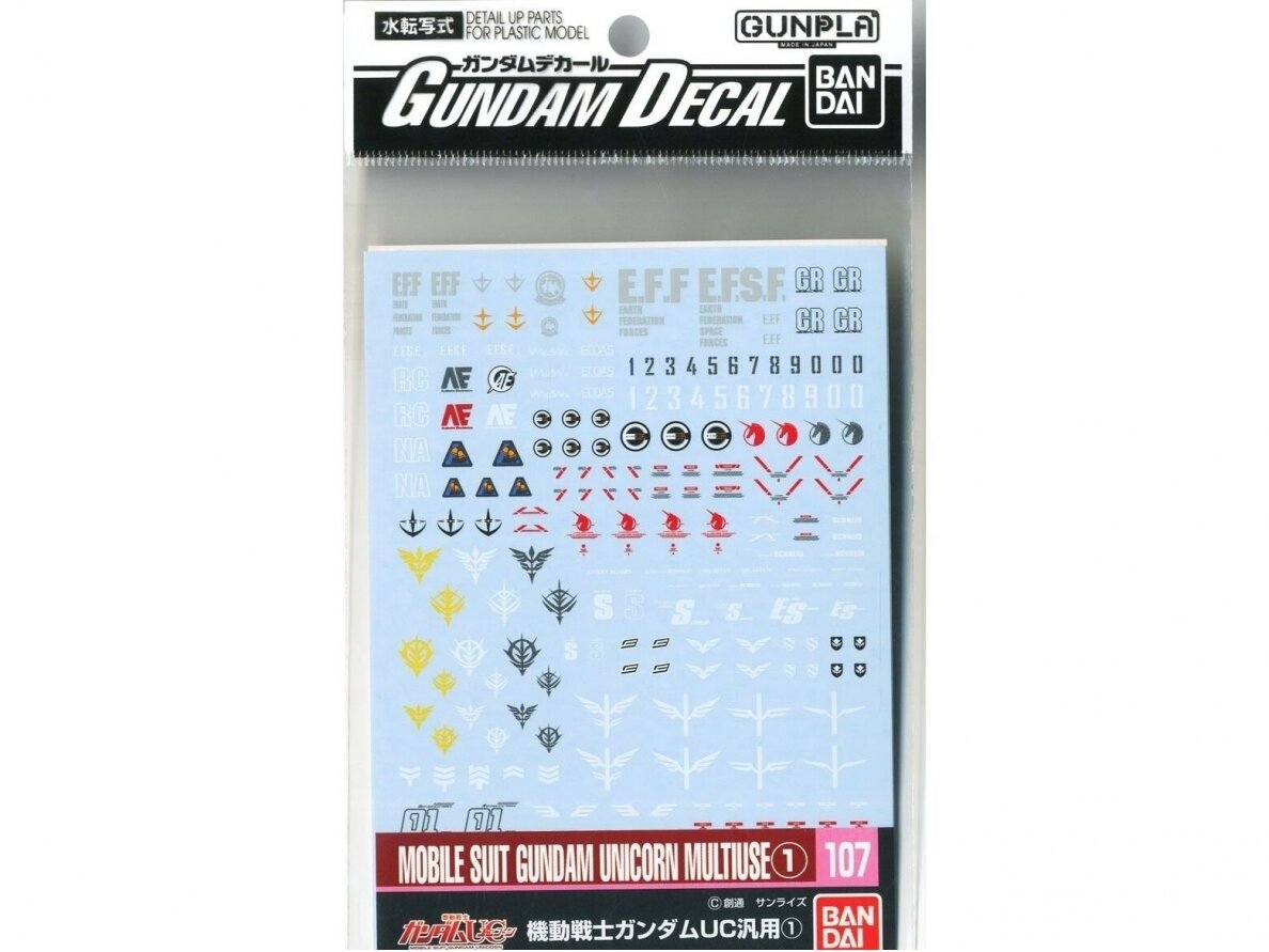Bandai - Gundam Decal No.107 Mobile Suit Gundam: Gundam Unicorn Multiuse 1, 57970 Bandai - Gundam Decal No.107 Mobile Suit Gundam: Gundam Unicorn Multiuse 1, 57970