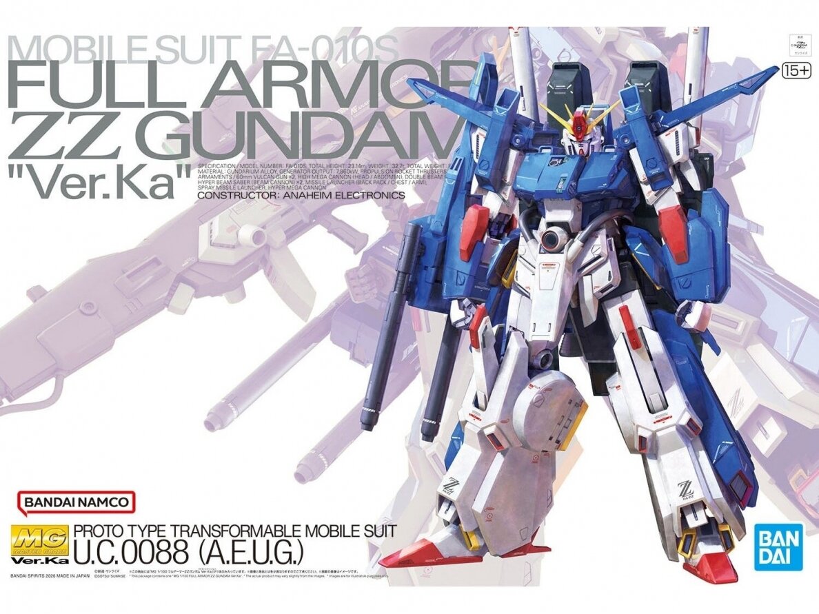 Bandai - MG Full Armor ZZ Gundam Ver. Ka, 1/100, 72026 Bandai - MG Full Armor ZZ Gundam Ver. Ka, 1/100, 72026