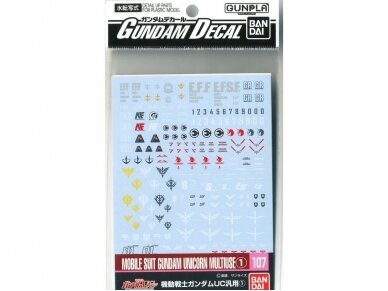 Bandai - Gundam Decal No.107 Mobile Suit Gundam: Gundam Unicorn Multiuse 1, 57970 Bandai - Gundam Decal No.107 Mobile Suit Gundam: Gundam Unicorn Multiuse 1, 57970