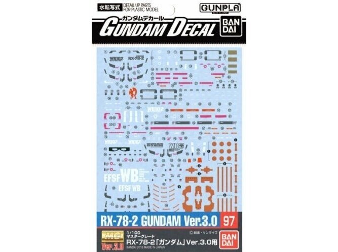 Bandai - Gundam Decal No.97 (MG) Decals For RX-78-2 Gundam Ver.3.0, 1/100, 57525 Bandai - Gundam Decal No.97 (MG) Decals For RX-78-2 Gundam Ver.3.0, 1/100, 57525