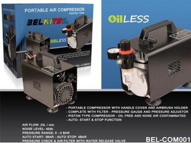 BelKits - Portable Air Compressor for Airbrush BEL-COM001