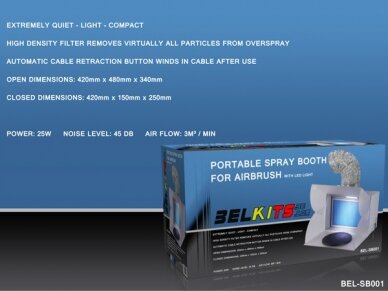 BelKits - Portable Spray Booth for Abrush with LEDlights, BEL-AIRSB001