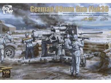 Border Model - German 88mm Gun Flak36 w/6 anti-aircraft artillery crew members, 1/35, BT-013