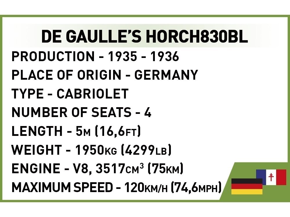 COBI - Konstruktors De Gaulle's Horch830BL, 1/35, 2261 6 COBI - Konstruktors De Gaulle's Horch830BL, 1/35, 2261 6