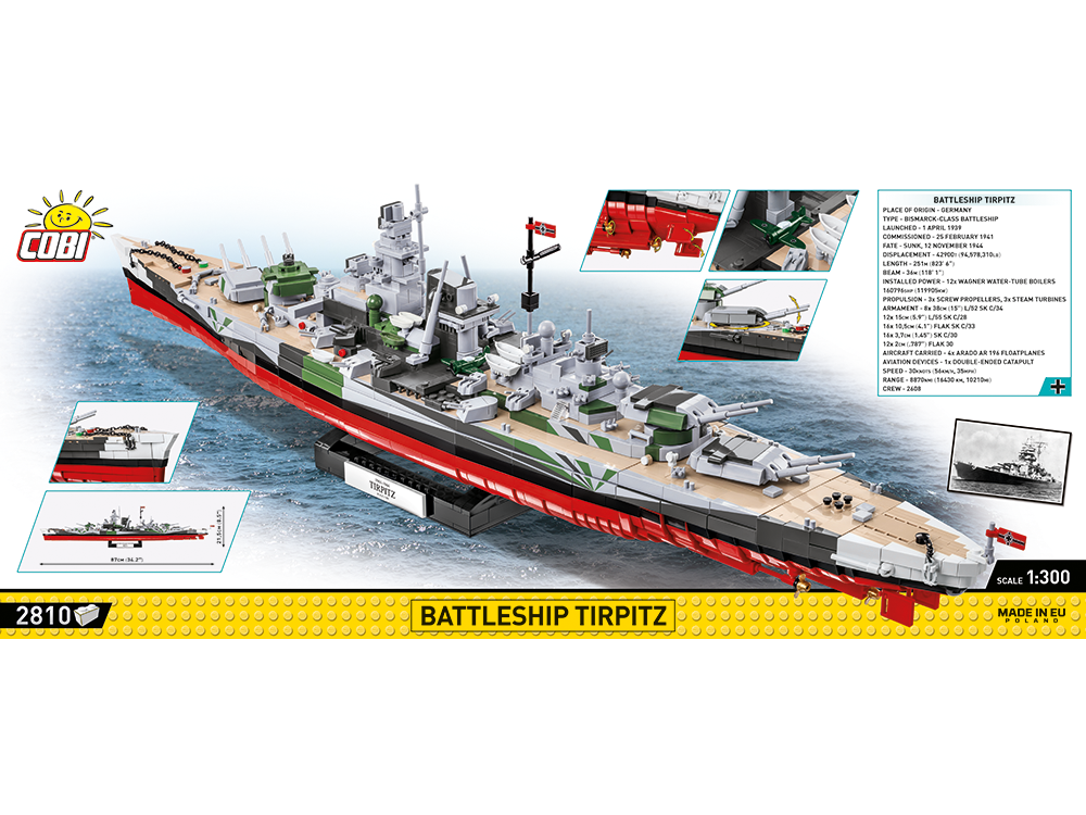 COBI - Конструктор Battleship Tirpitz, 1/300, 4839 1 COBI - Конструктор Battleship Tirpitz, 1/300, 4839 1