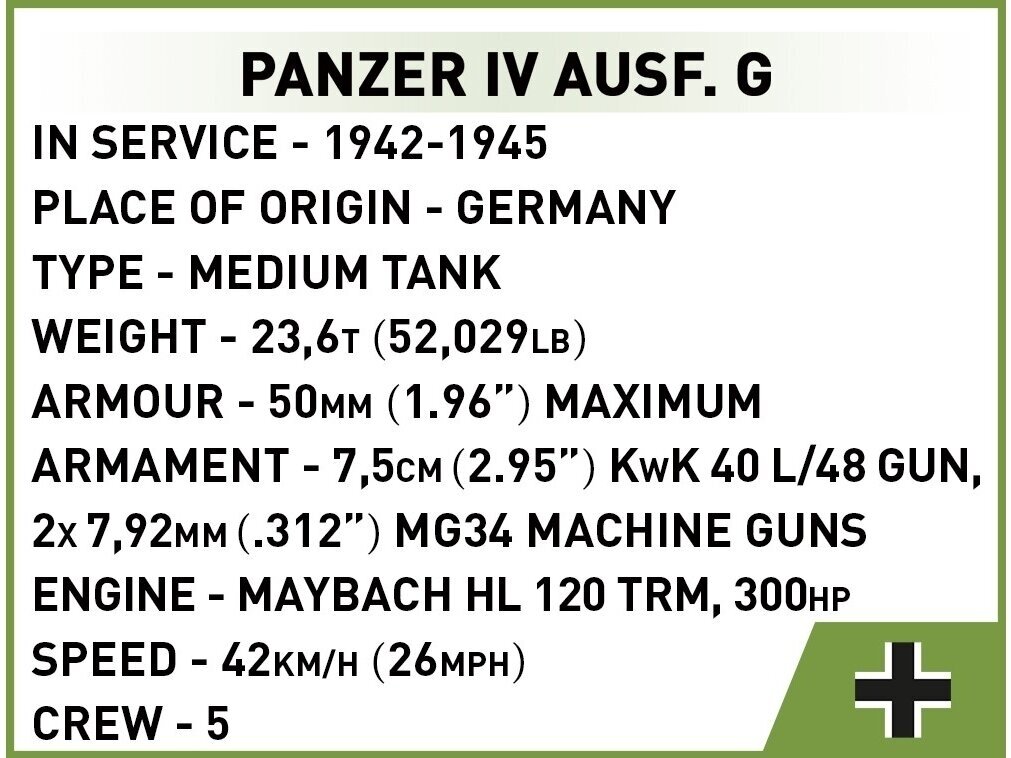 COBI - Constructor Panzer IV Ausf.G, 1/48, 2714 6 COBI - Constructor Panzer IV Ausf.G, 1/48, 2714 6