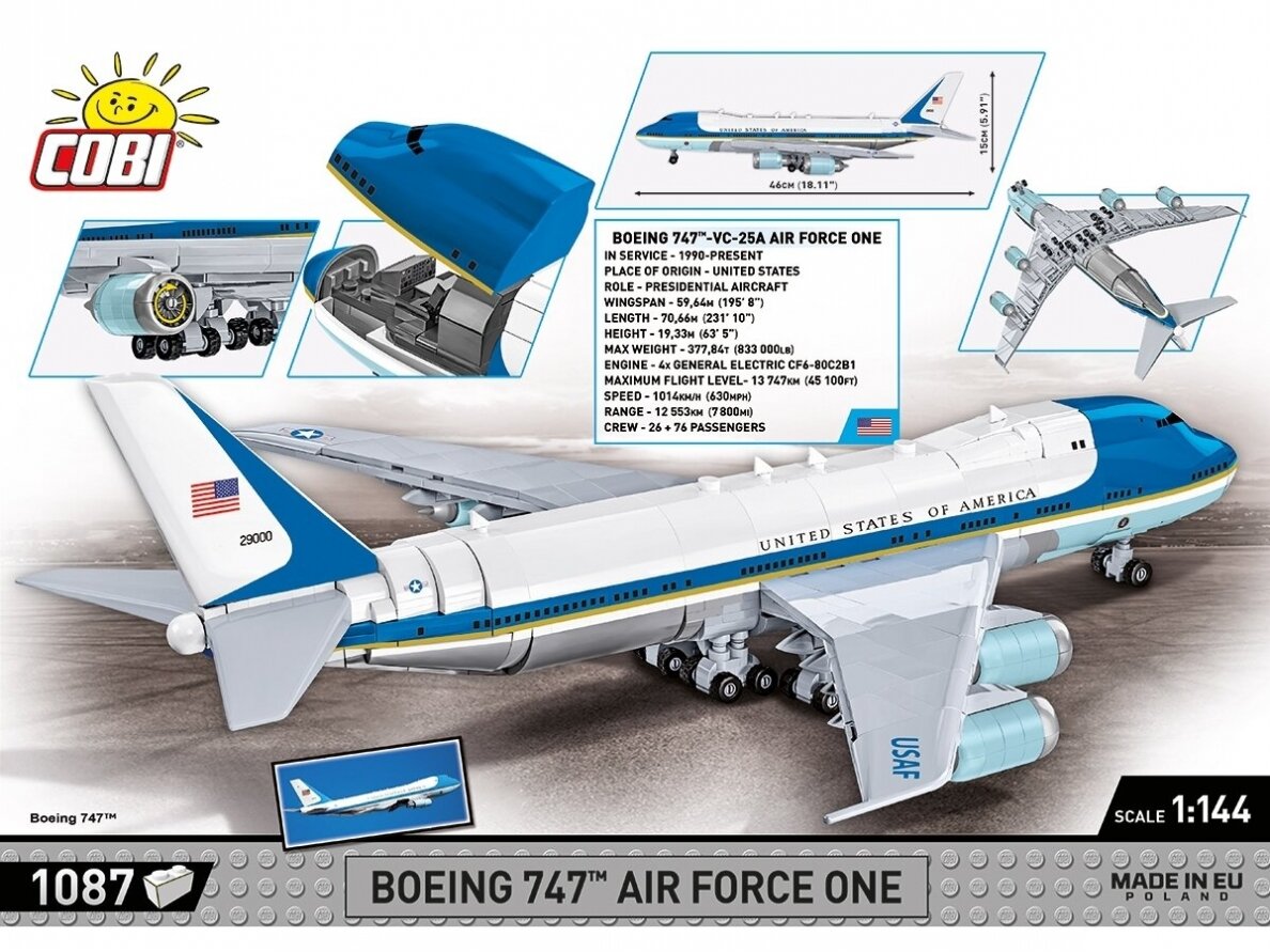 COBI - Konstruktorius Boeing 747 Air Force One, 1/144, 26610 1 COBI - Konstruktorius Boeing 747 Air Force One, 1/144, 26610 1