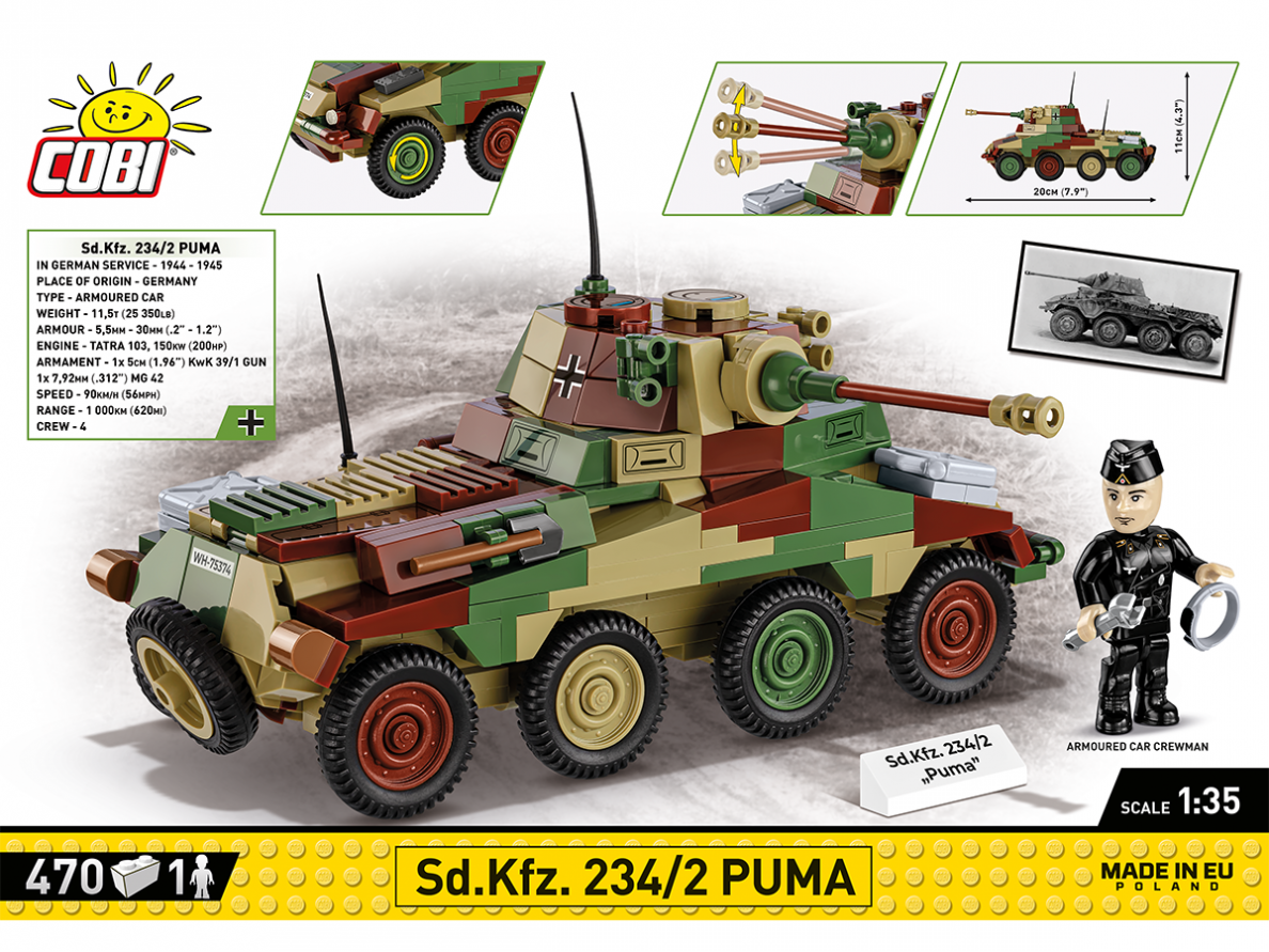 COBI - Konstruktors Sd.Kfz. 234/2 Puma, 1/35, 2287 1 COBI - Konstruktors Sd.Kfz. 234/2 Puma, 1/35, 2287 1