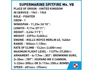 COBI - Konstruktorius Supermarine Spitfire Mk.VB, 1/32, 5725 9