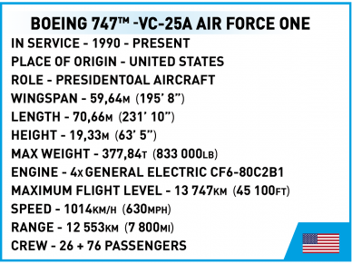 COBI - Konstruktors Boeing 747 Air Force One, 1/144, 26610 9 COBI - Konstruktors Boeing 747 Air Force One, 1/144, 26610 9