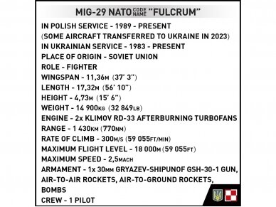 COBI - Конструктор MiG-29 (UA/PL), 1/48, 5840 10