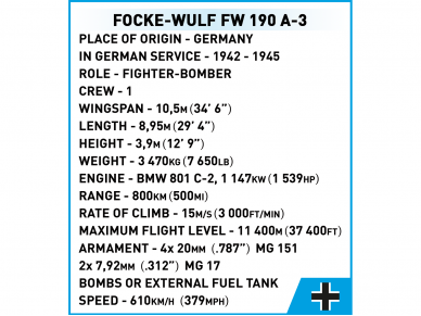 COBI - Plastkonstruktorid Focke-Wulf FW 190-A3, 1/32, 5741 11